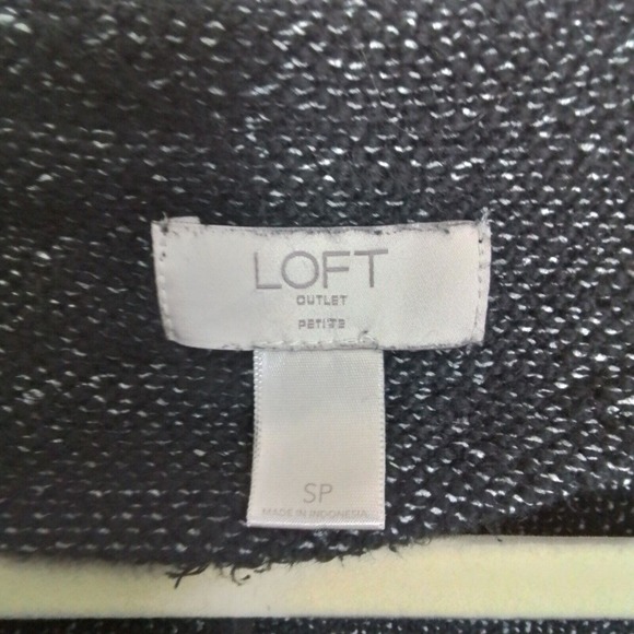 LOFT Casual Off Center Zip Knit Jacket Blazer Size Small Petite in Black, White - Picture 10 of 10